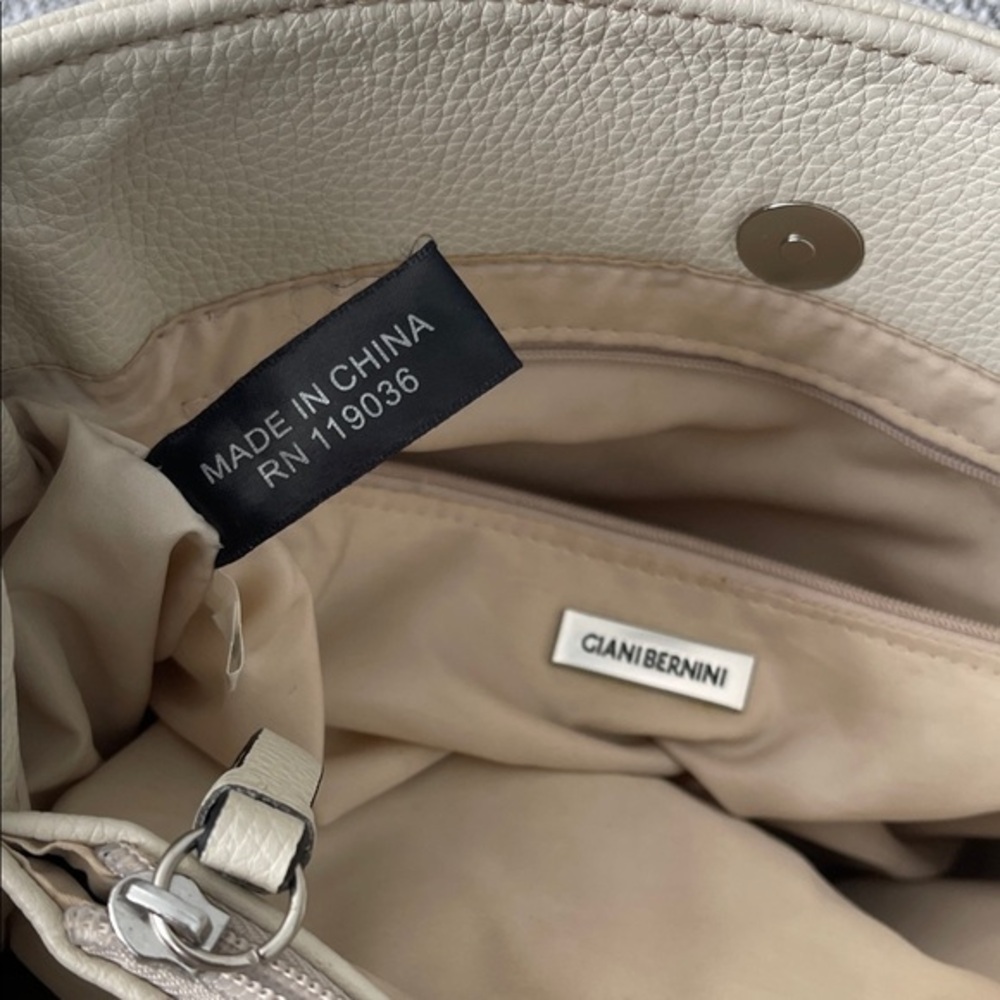 Giani Bernini Cream Satchel with Chain Detail - Picture 3 of 16